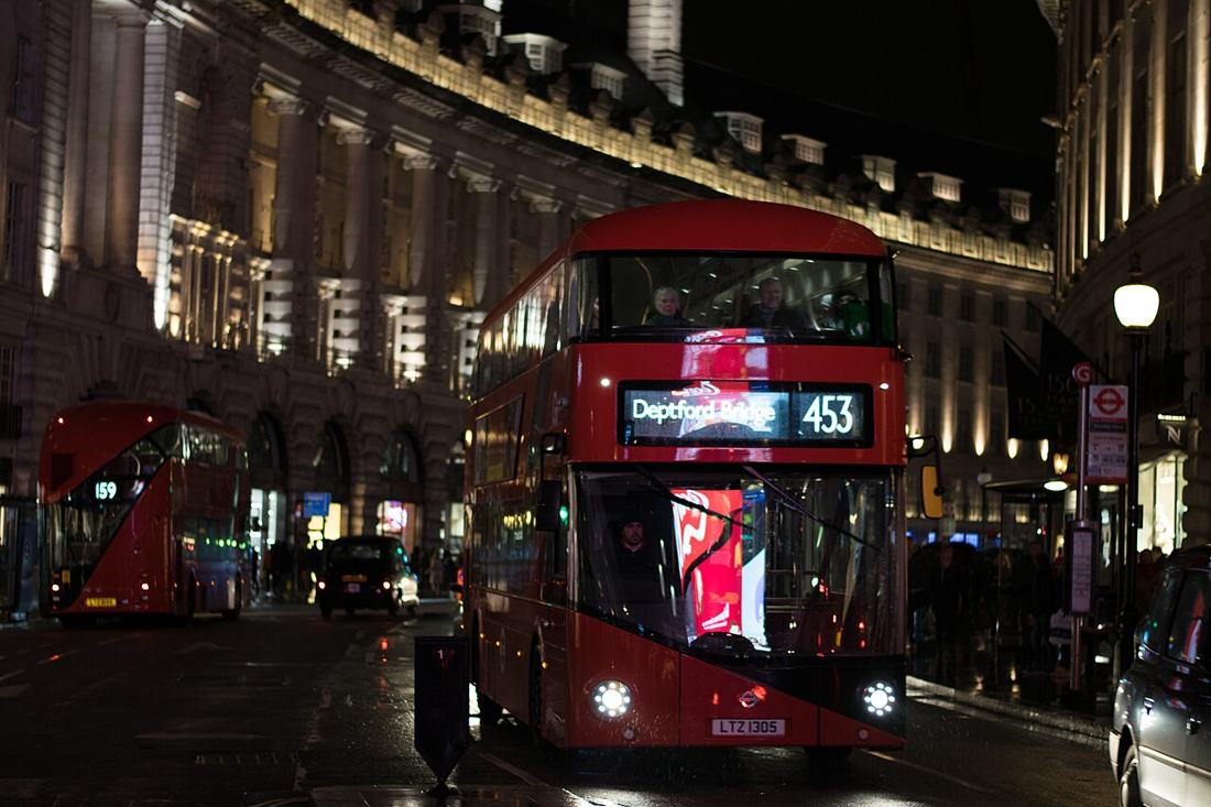 A red double-decker bus in London